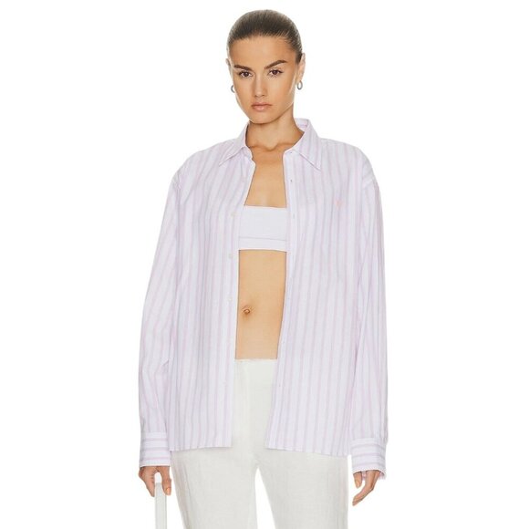 Acne Studios Button Up Shirt in White & Rose Pink Small New Womens Blouse as-is - Picture 3 of 17
